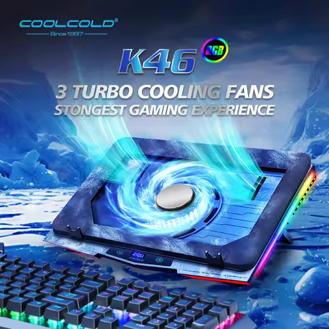COOLCOLD Air Compression RGB Laptop Cooling Pad - Ultra-Quiet USB Cooler, Fast Heat Dissipation & Ad