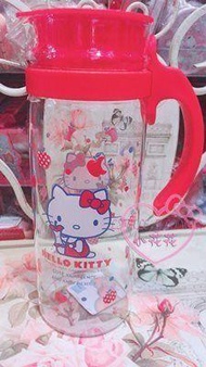 ♥小花花日本精品♥ Hello Kitty 耐熱玻璃超輕/冷水壺/水瓶 果汁壺 手把耐高溫安全冷水壺11274308