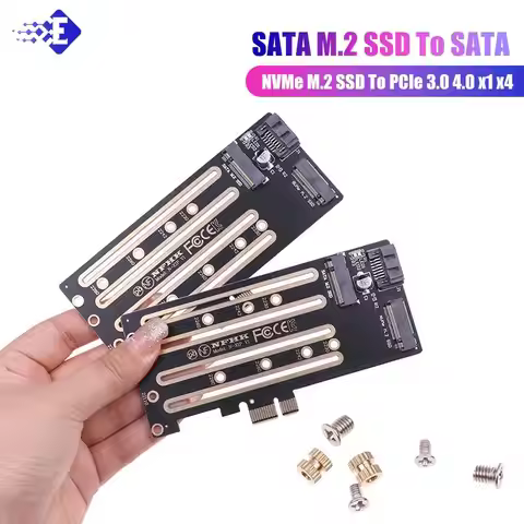Add On Cards NVMe M.2 SSD To PCIe 3.0 4.0 X1 X4, SATA M.2 SSD To SATA Dual-purpose Adapter With Brac
