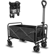 Collapsible Foldable Wagon, Heavy Duty with Wheels, Utility Folding Grocery Wagon for Outdoor Activi