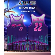 Miami Heat Jimmy Butler 22 Basketball Jersey Classic City Edition Print Purple Sleeveless V-neck Ves
