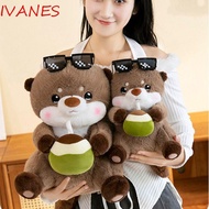 IVANES Otter Plush Toys, Drink Coconut Juice Wild Animal Sea Otter Plush, Lovely Simulation Room Dec