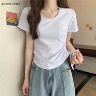 HOT  crop top round neck short sleeve solid color summer fashion. For women ZHN