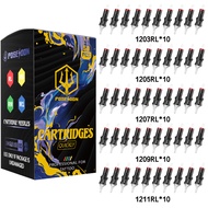 POSEIDON V5 Tattoo Needles Cartridge 50pcs/Box RL Mix Size, #12 Standard Assorted Disposable Tattoo 