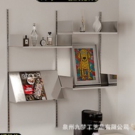 Bookshelf Combination Partition Wall System Track Wall Hanging Multi-Layer Storage Rack Stainless St