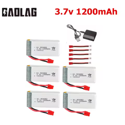 3.7V 1200mAh Lipo Battery and 5 in 1 Charger For Syma X5HC X5HW X5UW X5UC RC Quadcopter Spare Parts 
