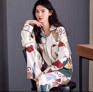 Korean Long Sleeve Cotton Sleepwear Pajama Set For Women Nightwear