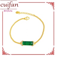 18k gold pawnable saudi gold original bracelet Hetian jade and gold diamond bangle Bamboo joint gold