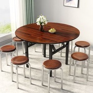 4檔升降餐桌 折疊小飯桌 擺攤桌子 便攜小戶型 家用方桌 多功能大圓桌 折疊桌 折疊餐桌  深棕紋直徑118圓方圓兩用四檔升降（不包含椅子）