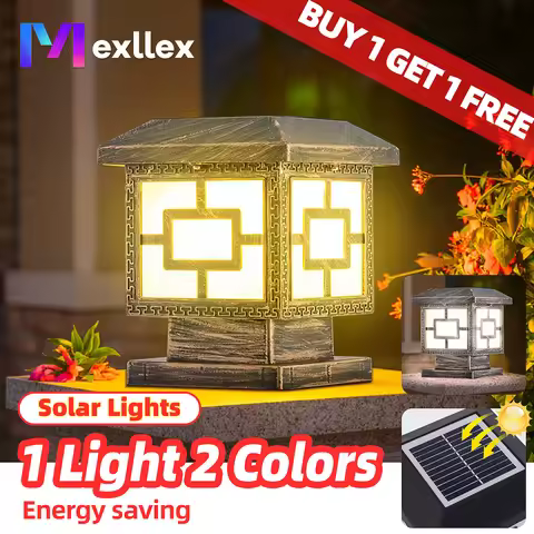Outdoor LED Solar Stigma Post Cap Lights, Waterproof & 2 Color modes, Lawn Landscape Pillar Head Lam