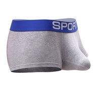 Men's Bulge Underwear Pure Cotton Breathable Bulge Boxer Briefs Mid-Waist Four-Corner Underpants Ela