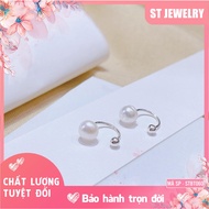 Small silver earrings with curved zen pegs - ST JEWELRY