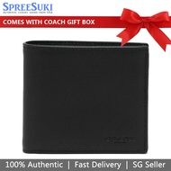Coach Men Men Wallet In Gift Box Wallet In Gift Box Double Billfold Wallet In Calf Leather Black # F75084