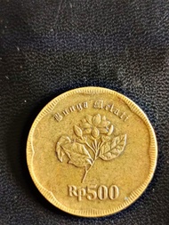 Uang koin kuno bunga melati 500 rupiah Indonesia, uang logam lama