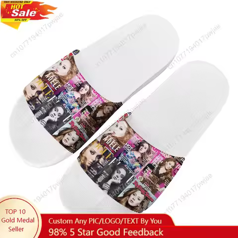 Adele Singer Poster Slippers Fashion Water Shoes Pop Mens Womens Beach Pool Sandals High Quality Sum