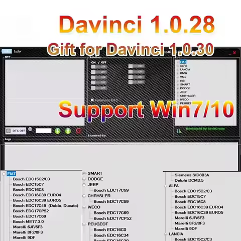 2026 Newest Davinci 1.0.28 PRO Software Support Win 7 Davinci 1.0.30 Work on KESS/KTAG