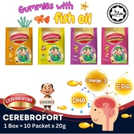 Cerebrofort Marine Gummy – Vitamin Kanak-Kanak dengan Minyak Ikan – Omega 3 EPA DHA – 10 Sachet x 20