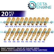 PACKAGE 20 PCS JET PE FULLSET MAIN JET PILOT JET MAINJET SPUYER REPAIR KIT REPAIR CARBURETOR PWK PE 