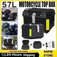 50L/57L Motorcycle Tail Box Multifunctional, Waterproof, Shockproof, Backrest, Safety Lock, Handle, 