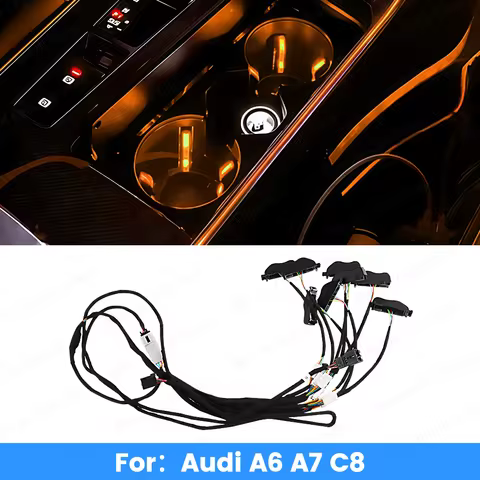 LED Cup Holder Light for Audi A6 C8 A7 A8 Q7 Q8 2019-2023 Interior Car Accessory Easy Install Ambien