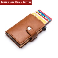 {Yuyu Bag} ZOVYVOL Custom Name Wallet Hasp Men Leather Cards Holder Protector Smart RFID Aluminium Case Box Card