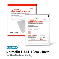 DERMAFIX TULLE 10x10CM PARAFFIN GAUZE onemed PER PCS STERILE GAUGE DRESSING WOUND foam Plaster Gauze