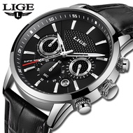 LIGE นาฬิกาแฟชั่นผู้ชายยี่ห้อเป็นทางการสุดหรูนาฬิกาผู้ชายกีฬาควอตซ์ Chronograph กันน้ำนาฬิกาข้อมือ Man Reloj Hombre
