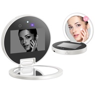 Compact Smart UV Camera UV Mirror for Sunscreen Test, 3.7 Inch Travel Makeup Mirror with lights and 