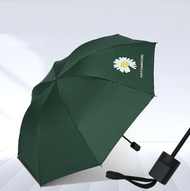 全城熱賣 - 小熊三折黑膠傘太陽傘自動傘折疊防曬遮陽傘雨傘卡通全自動雨傘（自動雛菊一墨綠）
