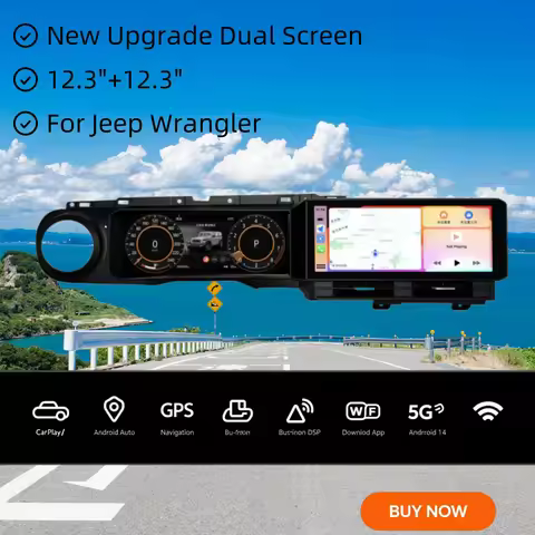 For Jeep Wrangler JL 2018-2023 New Upgrade 12.3+12.3inch Screen Android Multimedia Radio LCD Dashboa