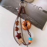 Simulation Bread Bagel Handmade Homemade Mobile Phone Chain ccd Lanyard Czech Glass Beaded Light Lux