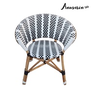 Anusarin Chillax Chair 02B in Black & White Genuine Rattan Structure Black&White part woven with PE