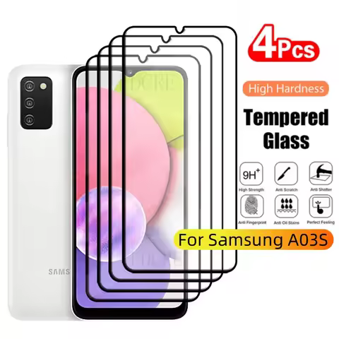 4Pcs For Samsung A03S Glass Samsung Galaxy A03S Tempered Glass 9H Protective Full Cover Glue For Scr