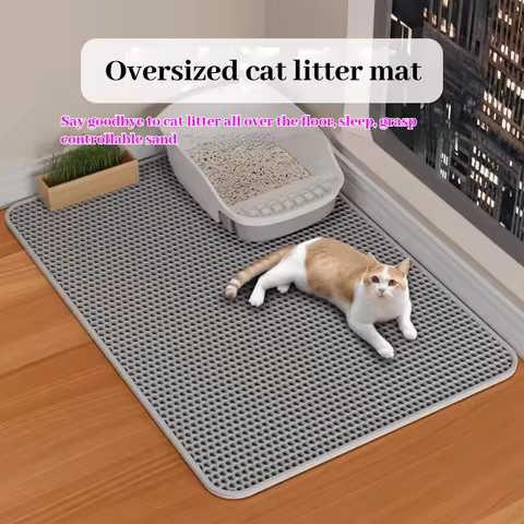 Double-layer Cat Litter Mat Nonslip Waterproof Cat Mat Pet Clean Litter Mat Cat Toilet Mat Pet Clean