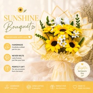 Sunflower Bouquet | Handmade Fuzzy Wire Flower | Bunga Tahan Lama | Hadiah Birthday Graduation