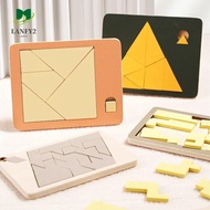 ALANFY Wooden Geometric Puzzles, Educational Wooden Tangram Board Puzzle, 3D Puzzle Space Geometric 