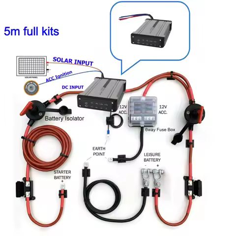5MTR Advanced 12V DC To DC Dual Battery Charger Kits Built-In Solar MPPT Voltage Sensitive For Carav