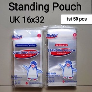 plastik pp standing pouch  single seal 16 x 32 blutop standing pouch 16x32 -standing pouch 16 x 32 d