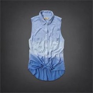 美國現貨《Hollister Co.》A&amp;F 副牌 女款 Mission Beach Knit Shirt 漸層褪色 無袖排釦 領口背心【L】