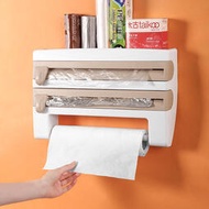 廚房保鮮膜收納架帶切割器箔紙置物架 紙巾架毛巾架爆款產品