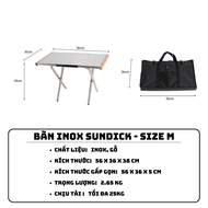 Bàn Gấp Gọn Dã Ngoại Camping Chất Liệu Inox Gỗ Tiện Lợi Gọn Nhẹ - SUNDICK