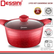 DESSINI ITALY MRLB-32 32CM Casserole Die Cast Aluminium Non Stick Stockpot Bowl Soup Pot Wok Fry Pan