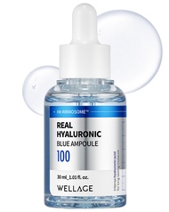 WELLAGE Real Hyaluronic Blue Ampoule 100, Fragrance Free Hyaluronic Acid Ampoule, Hydrating Non Stic