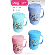 550ml plastic lid glass Mug, SNI plastic drinking cup