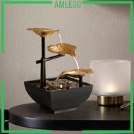 [Amleso] Flowing Water Fountain Desktop Waterfall Fountain Figurines Fortune Feng Shui Wheel Home Decoration Ornaments Crafts