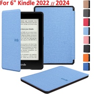 For 6" Kindle (11th Generation) 2024 2022 Flip Case PU Leather Hard Case For Kindle Basic E-book Kid