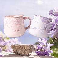 ⭐TYESO TYESO Pink Butterfly Flower Dock Mug High-value Desktop Cup Convenient Ceramic Coffee Cup wit
