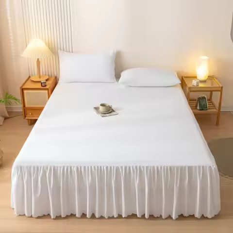 Princess style anti slip solid color bed skirt bed cover Korean version bed cover protective cover b