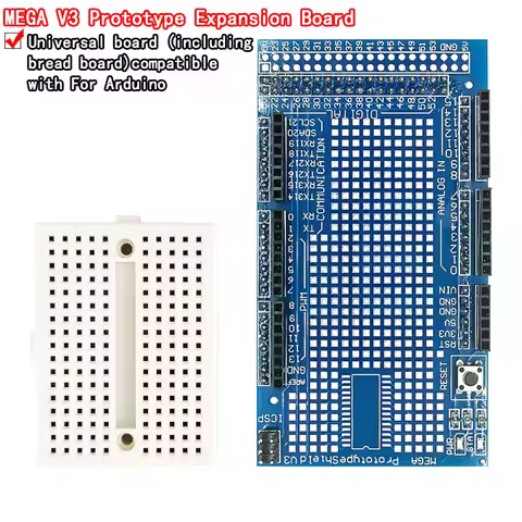 MEGA 2560 R3 Proto Prototype Shield V3.0 Expansion Development Board + Mini PCB Breadboard 170 Tie P