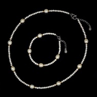 【正佳珠寶】 天然淡水珍珠 3mm 珍珠米珠 銀鑲珍珠吊墜 珍珠項鍊